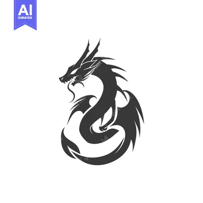 Aset premium populer: Stylized Black and White Dragon Illustration