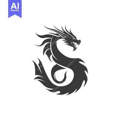 Aset premium populer: A Black and White Stylized Dragon Design
