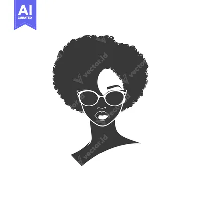 Aset premium populer: Silhouette of a Black Woman Wearing Sunglasses with Afro Hair