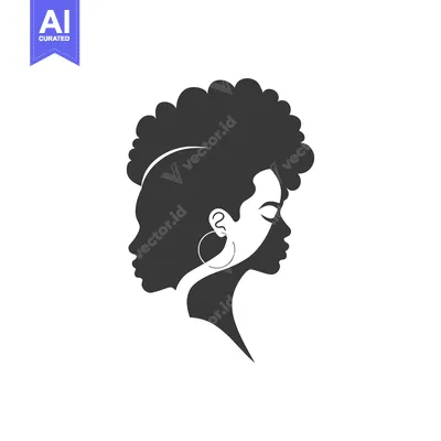 Aset desain premium: Silhouette of a Woman with an Afro Hairstyle