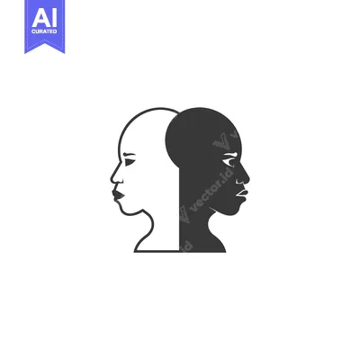 Aset premium populer: Two Intertwined Faces, One Black and One White, in Profile