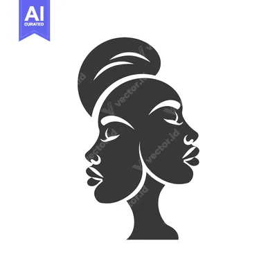 Aset premium populer: Black and White Silhouette of a Woman's Face with Hair Up