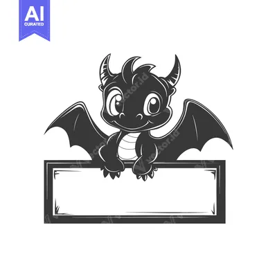 Popular premium asset: Cute Cartoon Dragon Holding a Blank Sign