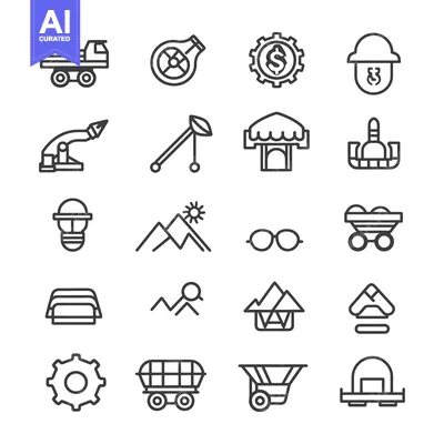 Aset premium populer: Mining and Construction Industry Icons Set