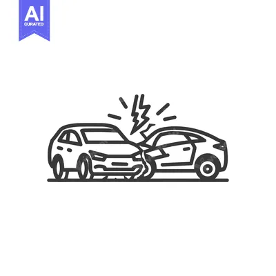 Premium design asset: Car Crash Icon: Two Vehicles Colliding with Impact Lightning