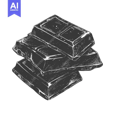 Aset desain premium: Stacked pieces of chocolate bar illustrated in a monochrome style