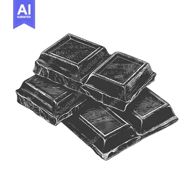 Popular premium asset: Hand drawn image depicts several stacked pieces of dark chocolate