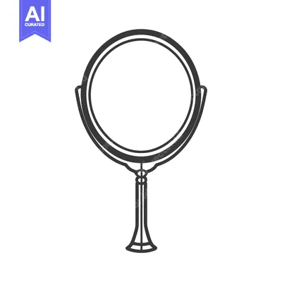 Aset desain premium: A decorative round vanity mirror with an elegant stand design