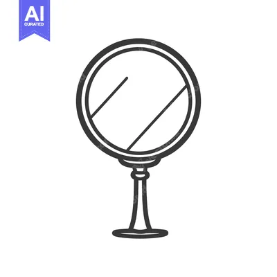 Premium design asset: An illustration depicting a circular mirror with a standing base