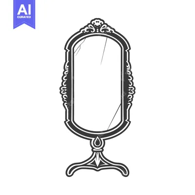 Aset premium populer: An elegant antique standing mirror with decorative ornate framing