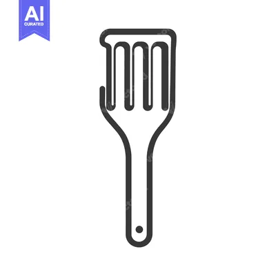 Premium design asset: A simple line drawing depicting a kitchen spatula utensil