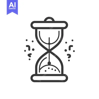 A simple graphic illustration depicting an hourglass with sand falling
