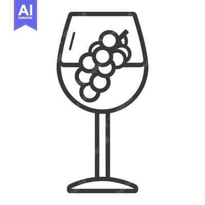 A vector illustration depicting a wine glass with a grape bunch inside