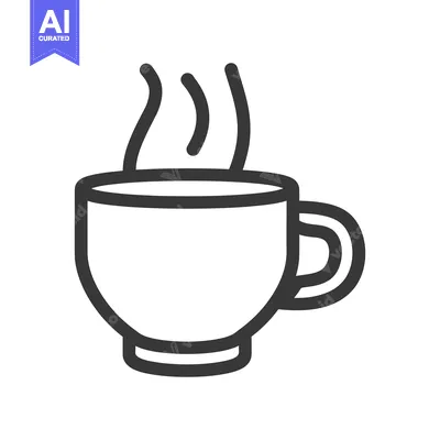 Aset premium populer: A simplistic line drawing depicts a steaming hot beverage in a mug
