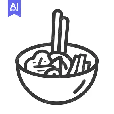 Aset desain premium: A simplistic black and white image of noodles with chopsticks