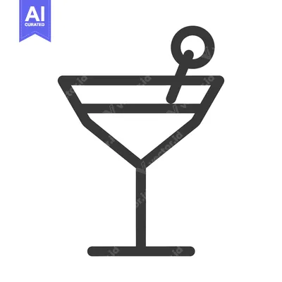 A simple line drawing of a cocktail with a garnish