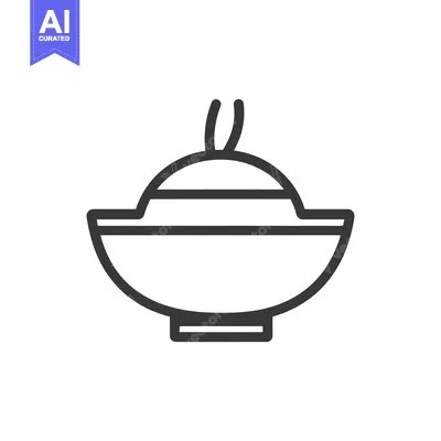 Popular premium asset: A Line Art Drawing Depicting a Covered Soup Bowl