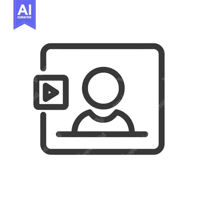 Aset desain premium: Video Profile Icon: Minimalist Design with Play Button, Dark Gray on W