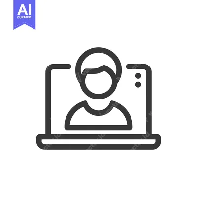 Minimalist Icon: Person on Laptop Screen, Online Communication Symbol