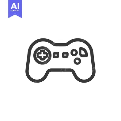 Minimalist Game Controller Icon: Black Outline on White Background
