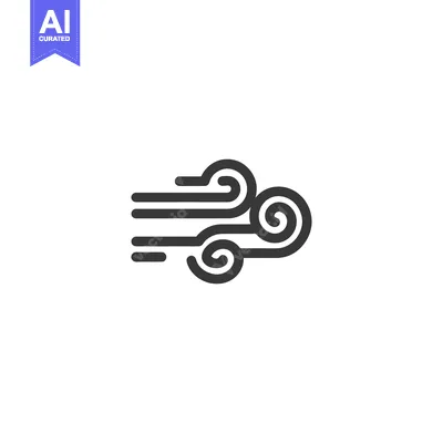 Aset desain premium: Stylized Wind Icon: Minimalist Design with Swirling Motion and Linear