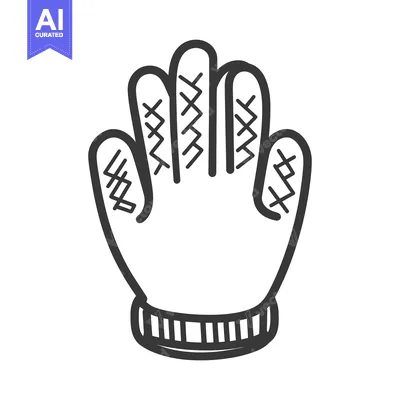 Illustration depicts a simple outline of a winter hand glove