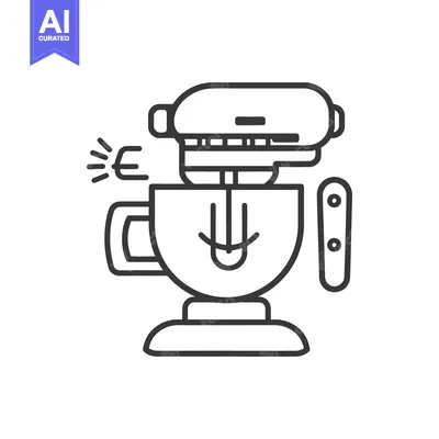 Aset desain premium: A line drawing depiction of an electric food mixer