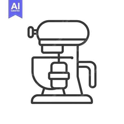 Premium design asset: A line drawing depicting a kitchen stand mixer appliance