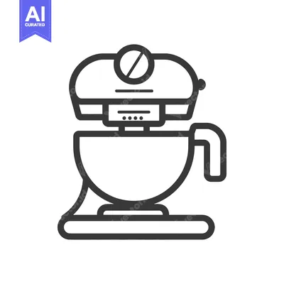 Premium design asset: A black and white drawing of a kitchen stand mixer