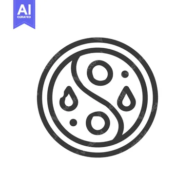 Minimalist Yin Yang Symbol with Drops, Balance and Harmony Icon