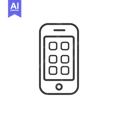 Aset desain premium: Minimalist Smartphone Icon: Clean Line Art Design on White Background