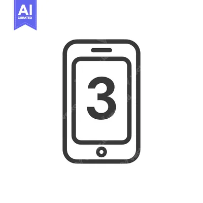 Popular premium asset: Smartphone Icon Displaying Number Three, Minimalist Design