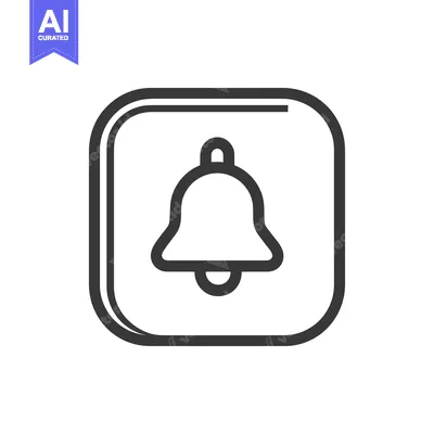 Aset premium populer: Notification Bell Icon in Rounded Square Outline, Minimalist Design