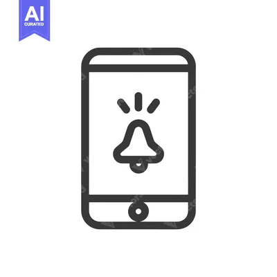 Aset desain premium: Notification Bell Icon on Smartphone Screen, Minimalist Design