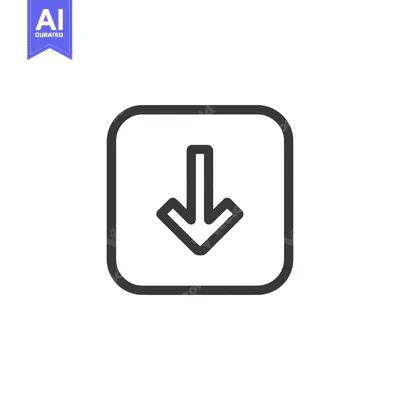 Aset desain premium: Simple Download Icon: Arrow in Rounded Square, Minimalist Design