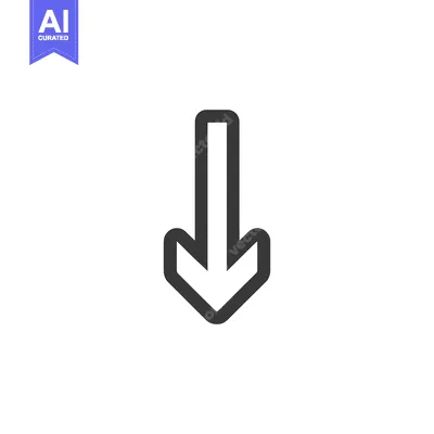 Aset desain premium: Bold Down Arrow Icon: Simple, Modern Design on White Background