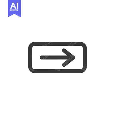 Aset desain premium: Sleek Right Arrow Icon in Rounded Rectangle, Minimalist Design on Whit