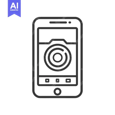 Aset desain premium: Smartphone with Target Icon: Modern Technology and Precision, Line Art