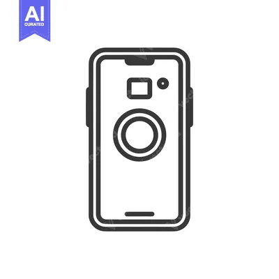 Aset desain premium: Sleek Smartphone Icon with Camera Detail, Minimalist Design
