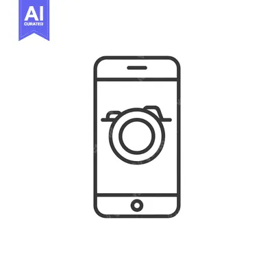 Aset desain premium: Smartphone Camera App Icon: Minimalist Line Art Design