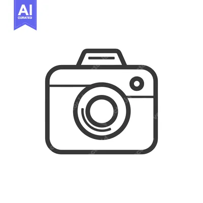 Aset desain premium: Minimalist Camera Icon: Clean Line Art on White Background