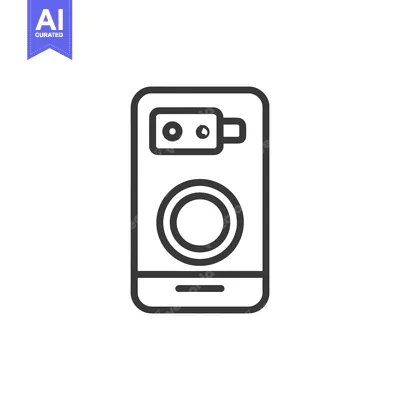 Aset desain premium: Modern Smartphone Icon with Camera and Speaker in Outline Style