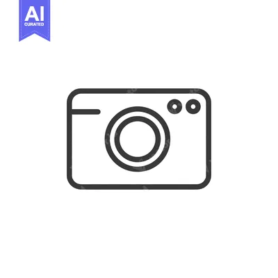 Minimalist Camera Icon: Clean Line Art on White Background