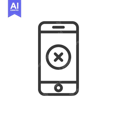 Mobile Phone with Cross Icon: Cancel, Error, or Delete Symbol