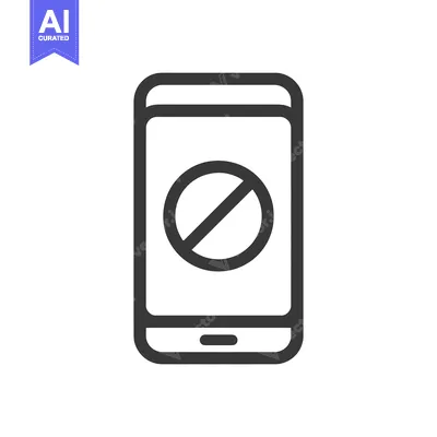 Aset desain premium: No Mobile Phone Usage: Simple Black and White Icon