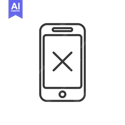Smartphone Error Icon: Simple Line Art for Technology Issues