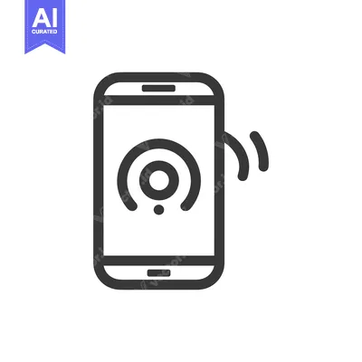 Aset premium populer: Smartphone with Location Icon and Signal Waves, Minimalist Black Line