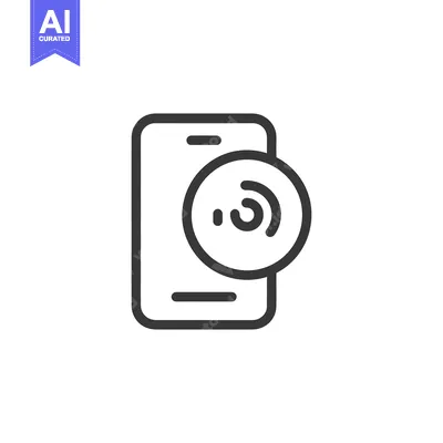 Aset desain premium: Minimalist Smartphone Icon with Wireless Signal Symbol, Clean Design