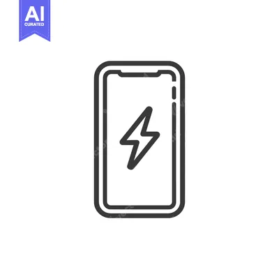 Premium design asset: Minimalist Phone Charging Icon: Bold Outline, Lightning Bolt Symbol, C
