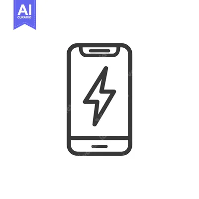 Aset desain premium: Smartphone Charging Icon: Lightning Bolt on Screen, Minimalist Design